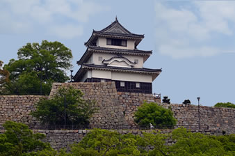 標高600mの亀山に築かれた平山城。別名「亀山城」と呼ばれています。