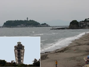 七里ケ浜海岸と江ノ島
