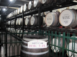 地下熟成室ではワインが静かに眠る「池田ワイン城」