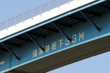 満潮時桁下33m。（木津川の両岸には工業地帯が広がり、大型船が頻繁に航行しています。）