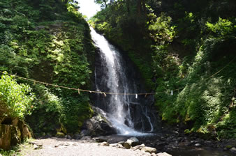 一乗山（標高740m）の山懐の木々に囲まれた流水の滝「一乗滝」