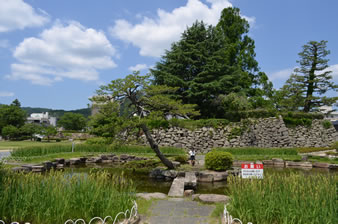 本丸石垣と内堀跡の池園